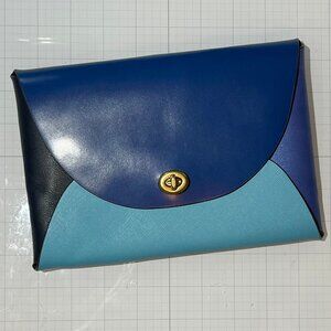Coach (Re)Loved Remade Colorblock Pouch Clutch Purse Bag in Blue Colorway